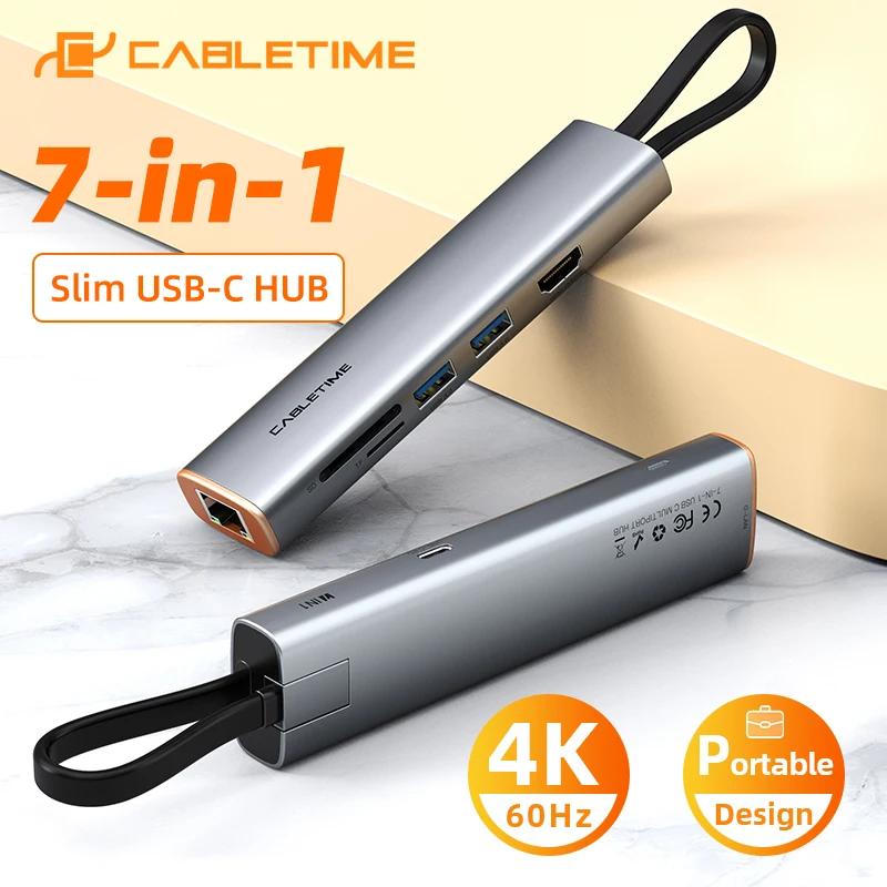CABLETIME-USB C  7  1 USB Ÿ C to HDMI 4K RJ45 USB 3.0 PD 100W SD TF ī , ƺ, , , е  USB 